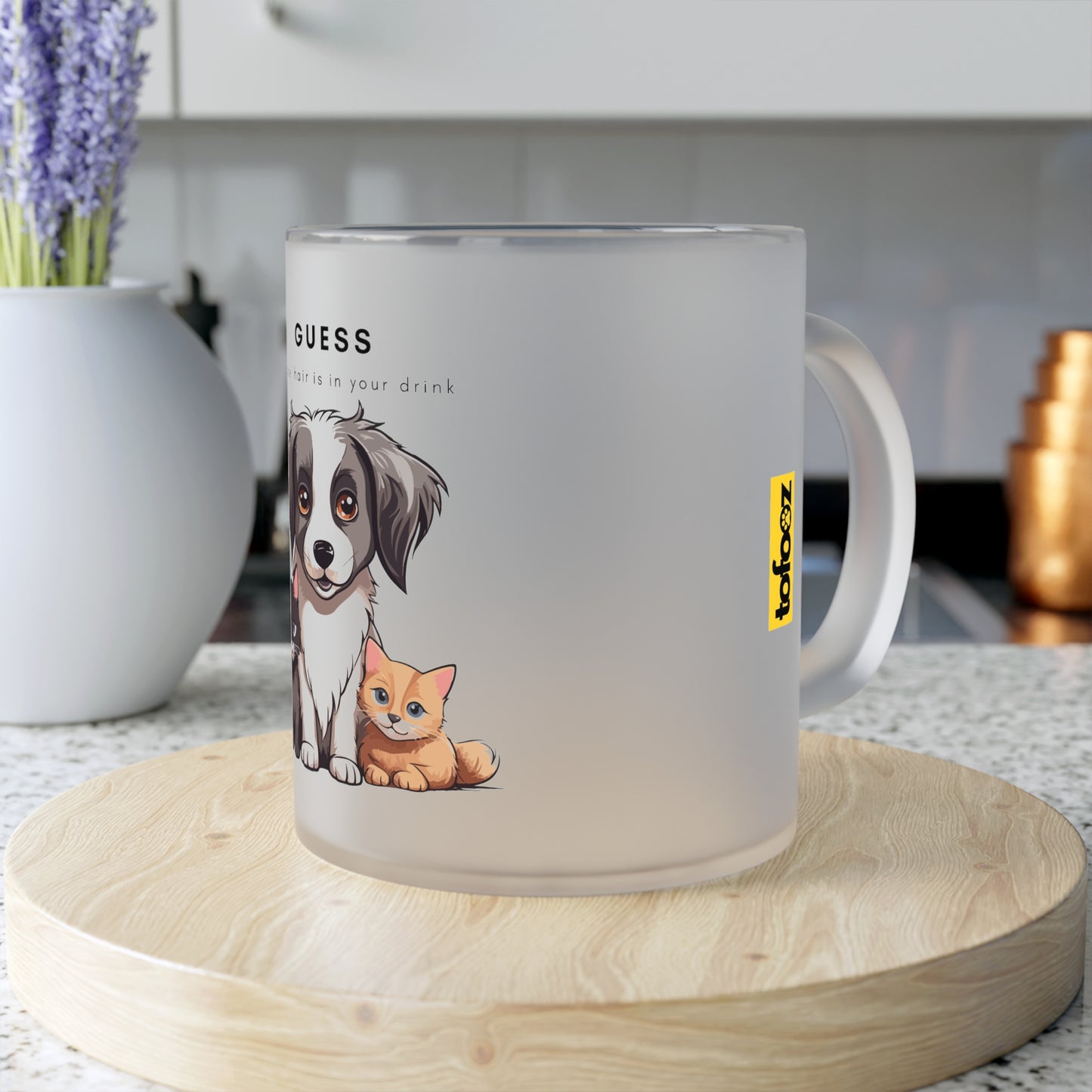 Guess Whose Hair Cats and Dog - Frosted Glass Mug, 325ml