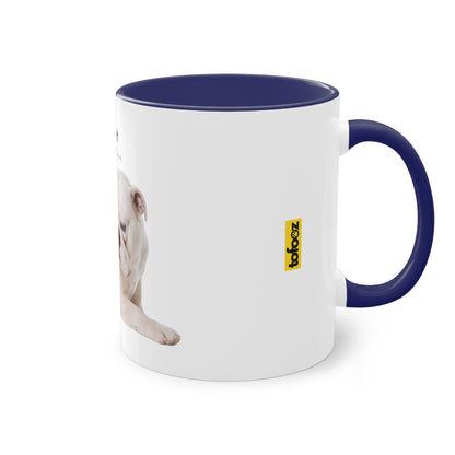 Hurry I Need Caffeine English Bulldog Two-Tone Coffee Mug, 325ml - White