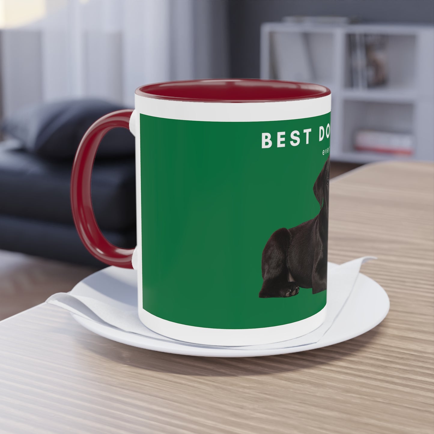 Best Dog Dad Black Lab Two-Tone Coffee Mug, 325ml - Green