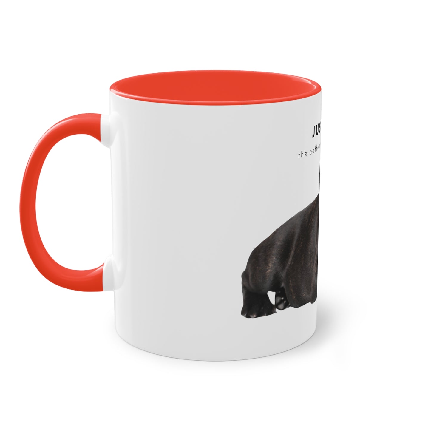 Just Wait Caffeine Black French Bulldog Puppy Two-Tone Coffee Mug, 325ml - White