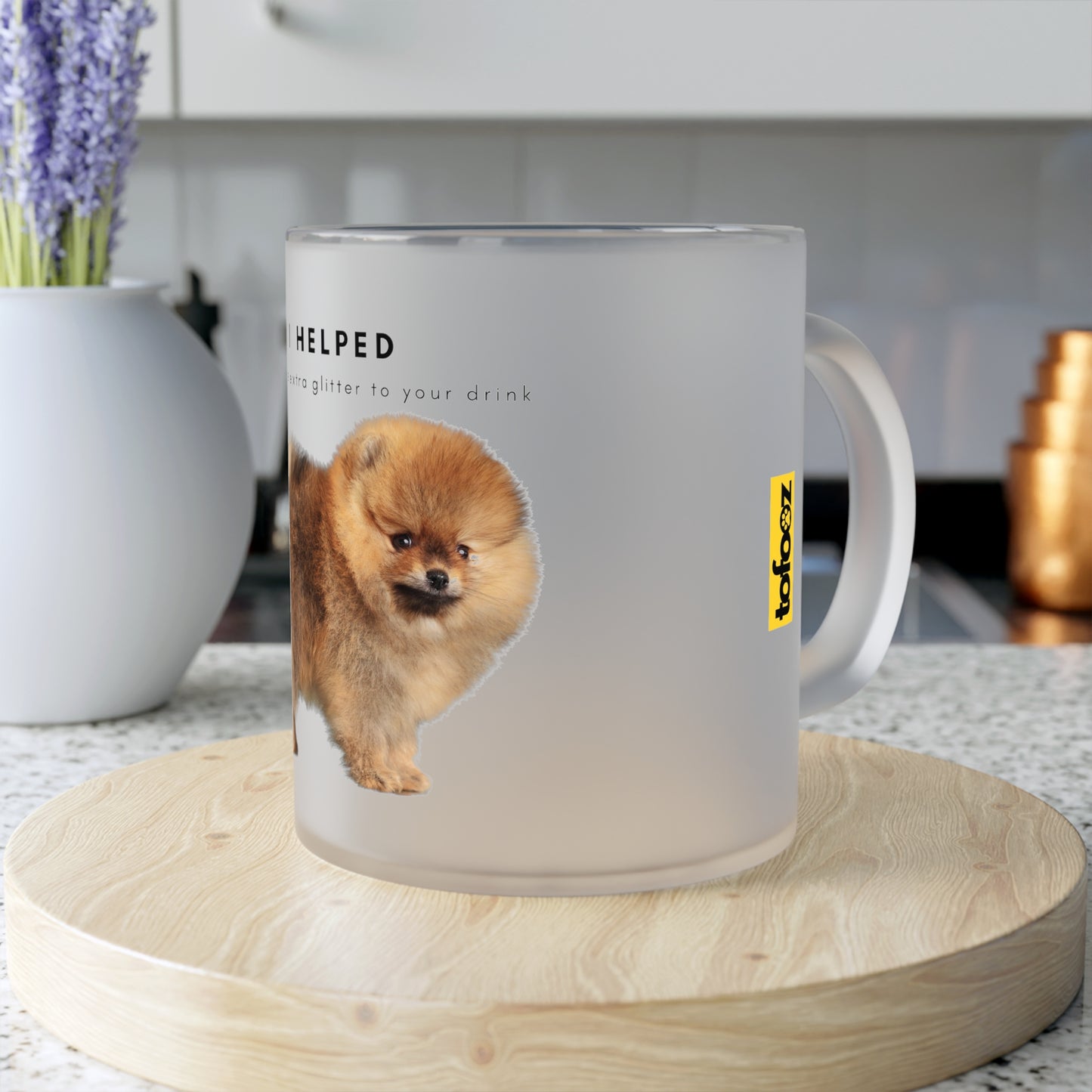 I Helped Add Glitter Tan Pomeranian - Frosted Glass Mug, 325ml