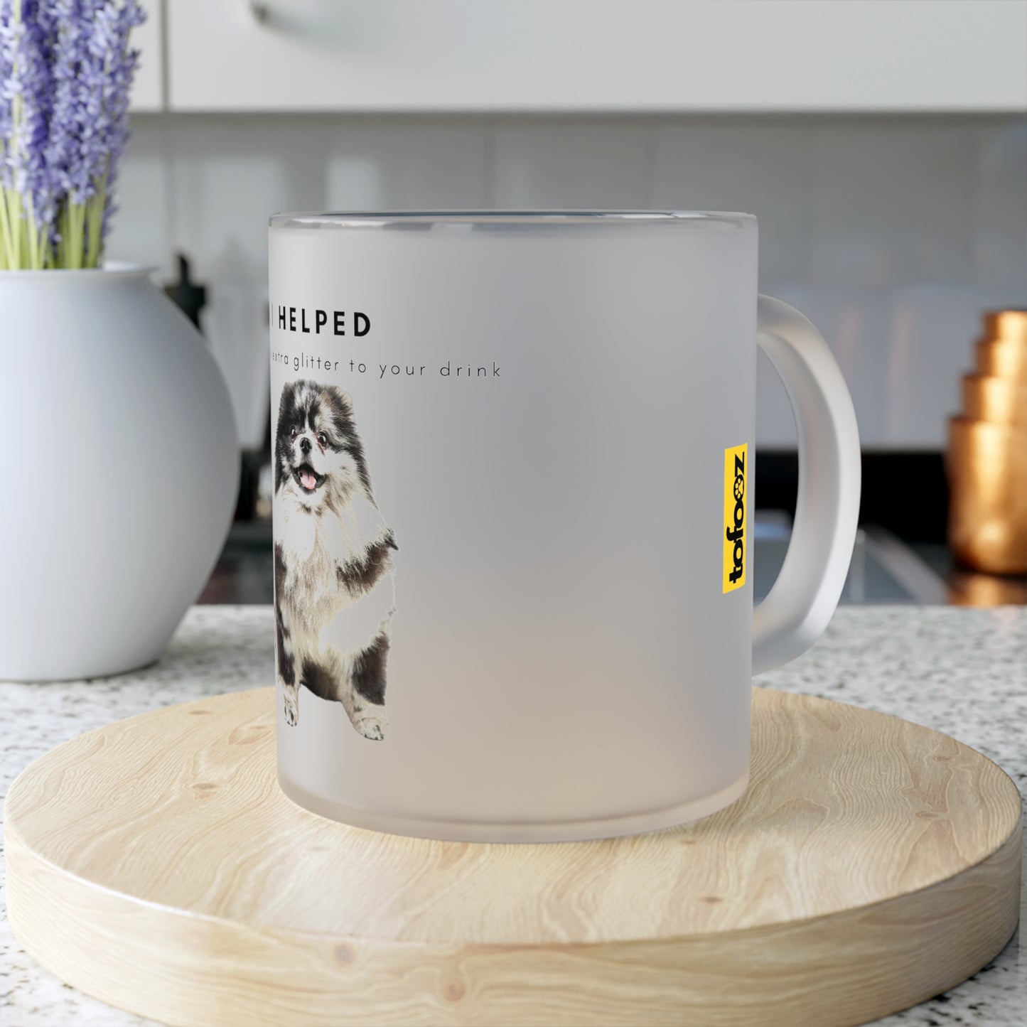 I Helped Add Glitter Merle Pomeranian - Frosted Glass Mug, 325ml