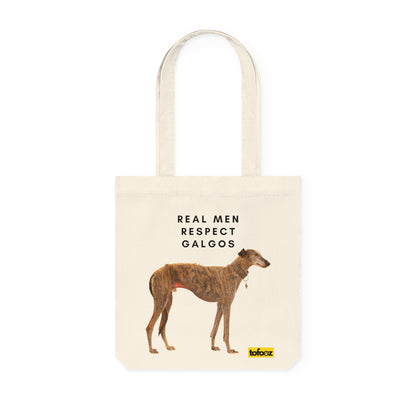 Real Men Respect Galgos Woven Tote Bag