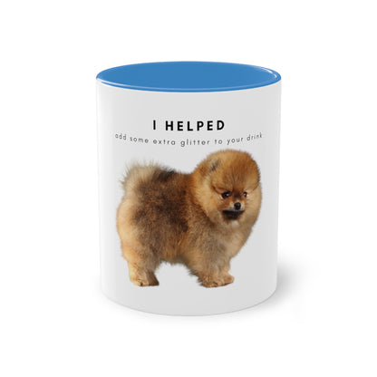 I Helped Add Glitter Tan Pomeranian Two-Tone Coffee Mug, 325ml - White