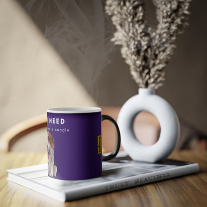 All I Need Is Coffee And A Beagle Magic Mug, 325ml - Purple