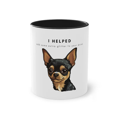 I Helped Add Glitter Chihuahua Two-Tone Coffee Mug, 325ml - White