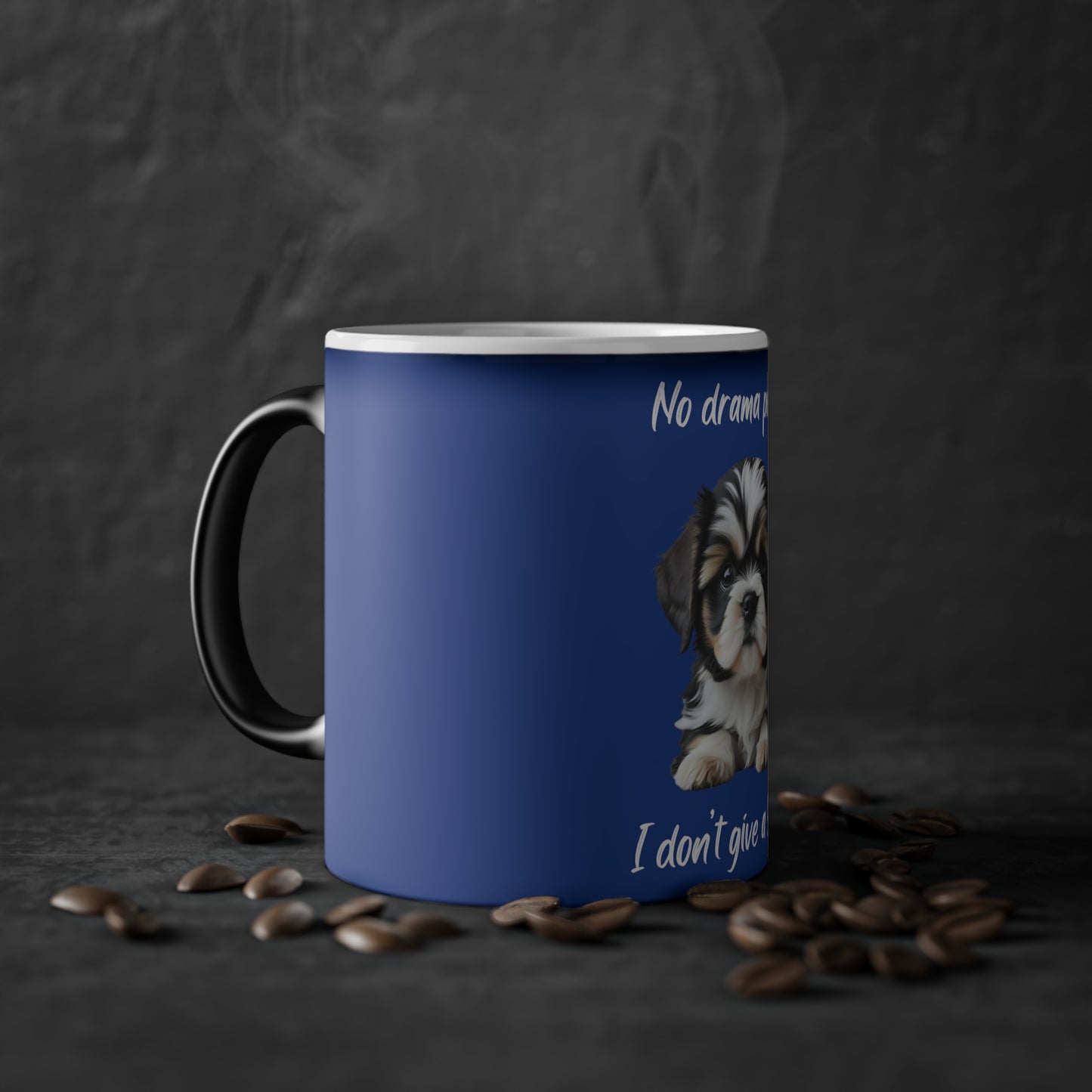 No Drama Please Shih Tzu Magic Mug, 325ml - Dark Blue