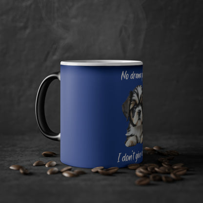 No Drama Please Shih Tzu Magic Mug, 325ml - Dark Blue