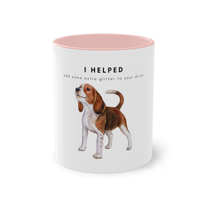 I Helped Add Glitter Beagle Two-Tone Coffee Mug, 325ml - White