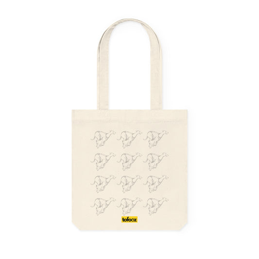 Greyhound Running Print Woven Tote Bag