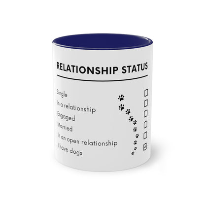 Relationship Status, I Have Dogs Two-Tone Coffee Mug, 325ml - White