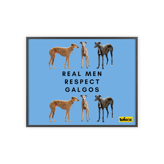 Real Men Respect Galgos Poster with Wooden Frame, Horizontal - Various Sizes