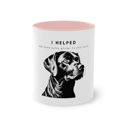 I Helped Add Glitter Labrador Graphic Two-Tone Coffee Mug, 325ml - White