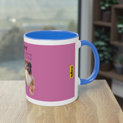 Sorry Too Busy Being Trained Red Merle Aussie Two-Tone Coffee Mug, 325ml - Pink