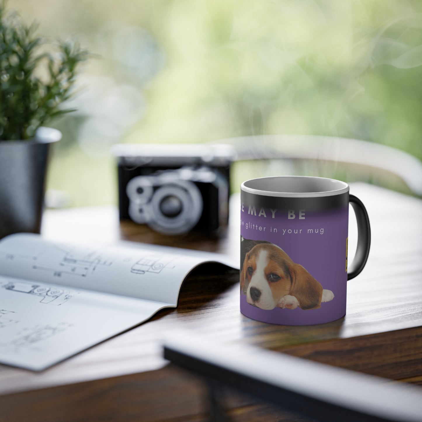 There May Be A Little Beagle Glitter Magic Mug, 325ml - Purple