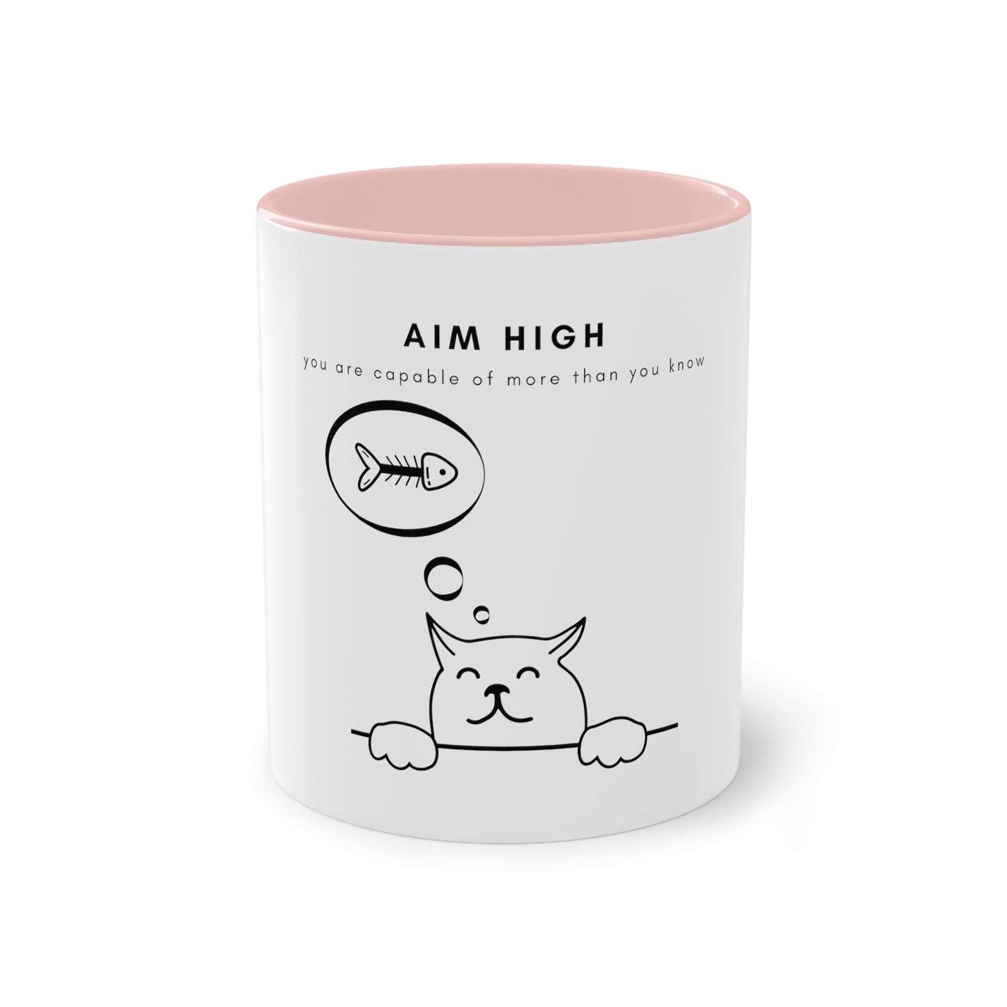 Aim High Cat Two-Tone Coffee Mug, 325ml - White