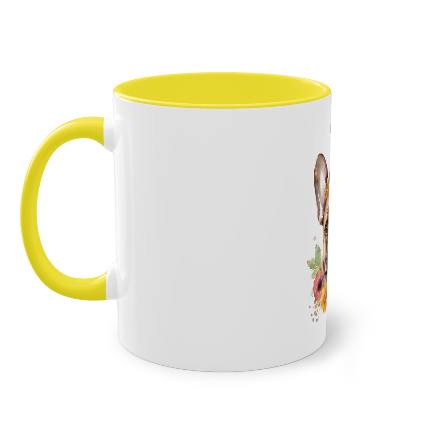 Just Breathe French Bulldog Two-Tone Coffee Mug, 325ml - White