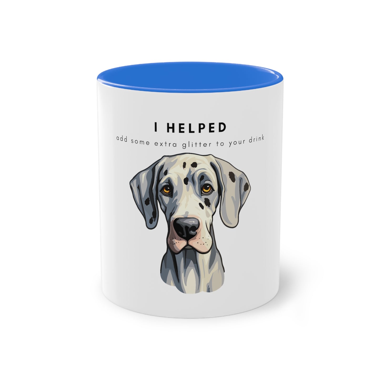 I Helped Add Glitter Great Dane White Two-Tone Coffee Mug, 325ml - White