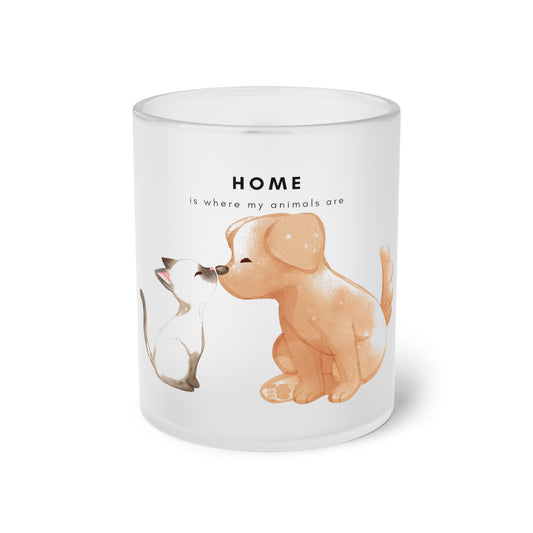 Home Is Where My Animals Are - Frosted Glass Mug, 325ml