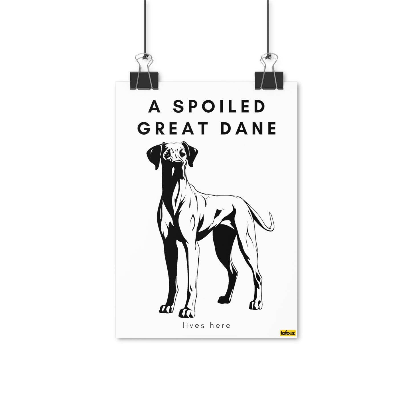 A Spoiled Great Dane Lives Here Right Facing Poster - Various Sizes