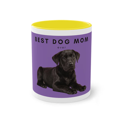 Best Dog Mom Black Lab Two-Tone Coffee Mug, 325ml - Purple