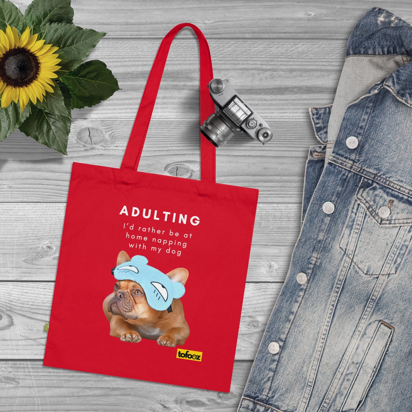 Adulting Rather Be Napping French Bulldog Organic Cotton Tote Bag