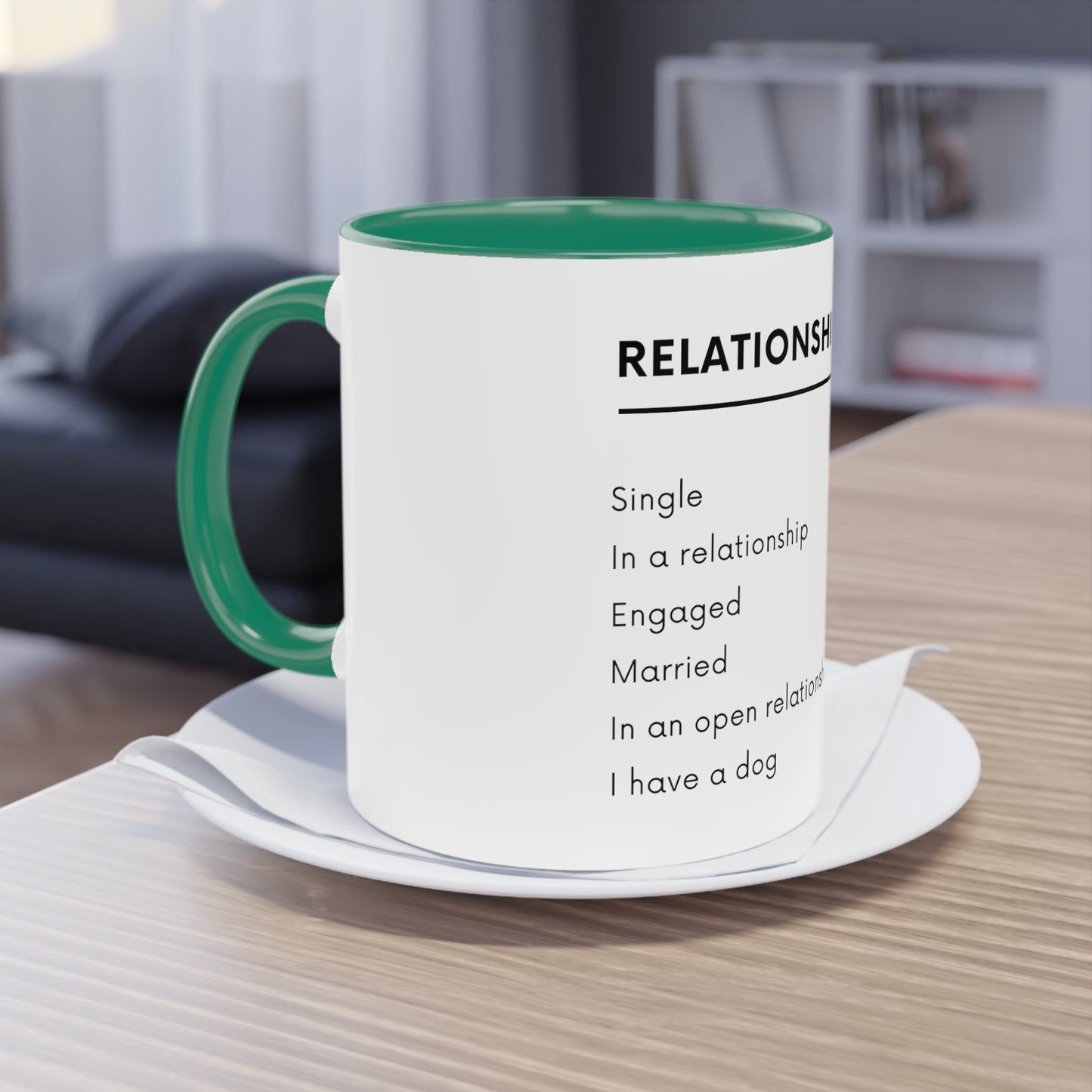 Relationship Status, I Have A Dog Two-Tone Coffee Mug, 325ml - White