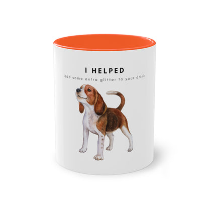 I Helped Add Glitter Beagle Two-Tone Coffee Mug, 325ml - White