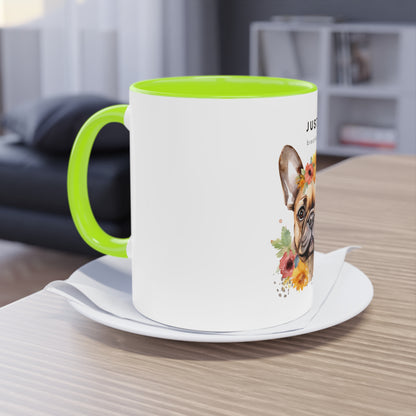 Just Breathe French Bulldog Two-Tone Coffee Mug, 325ml - White