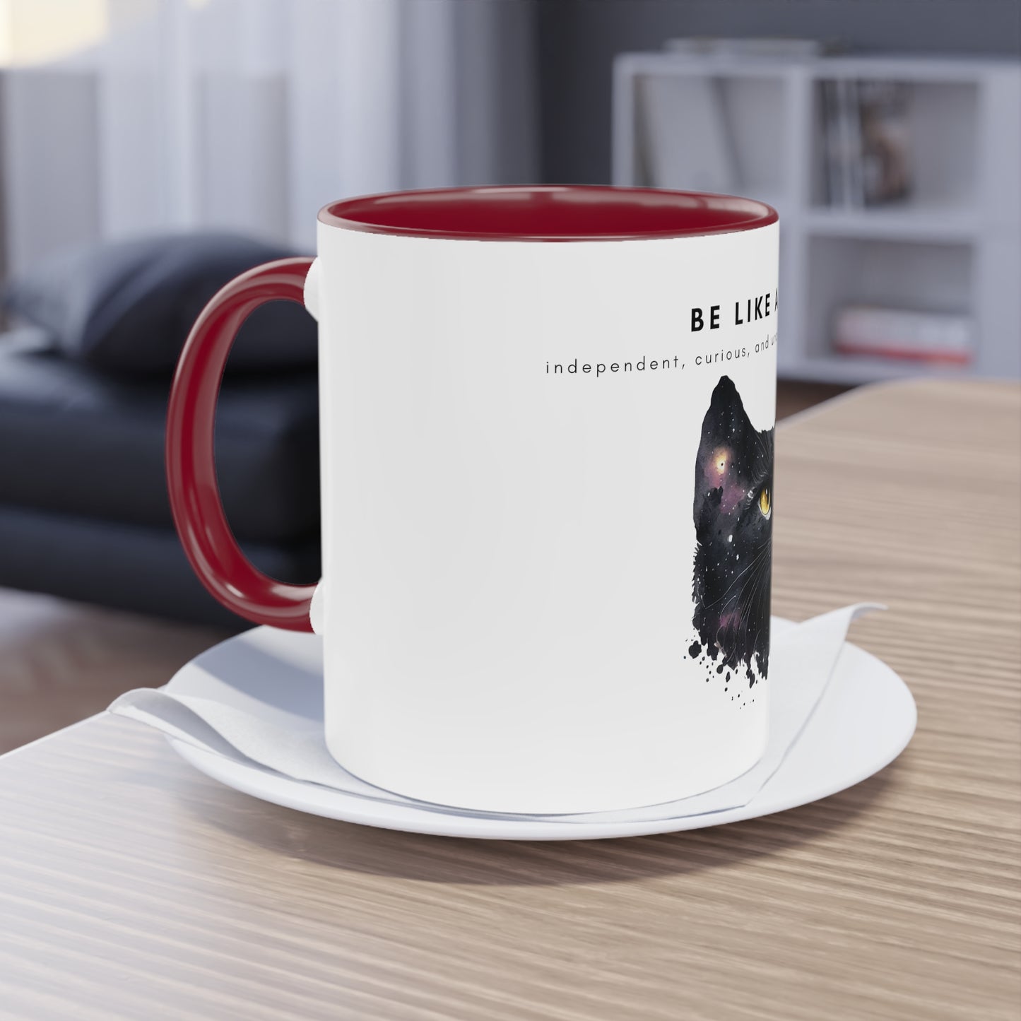 Be Like A Cat Two-Tone Coffee Mug, 325ml - White