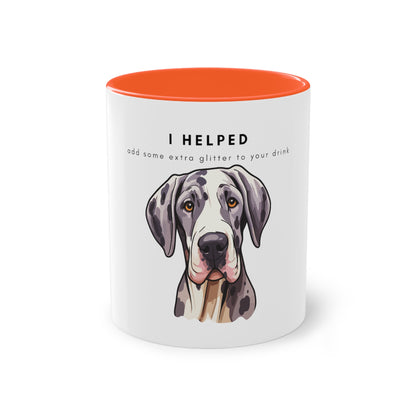 I Helped Add Glitter Great Dane Two-Tone Coffee Mug, 325ml - White