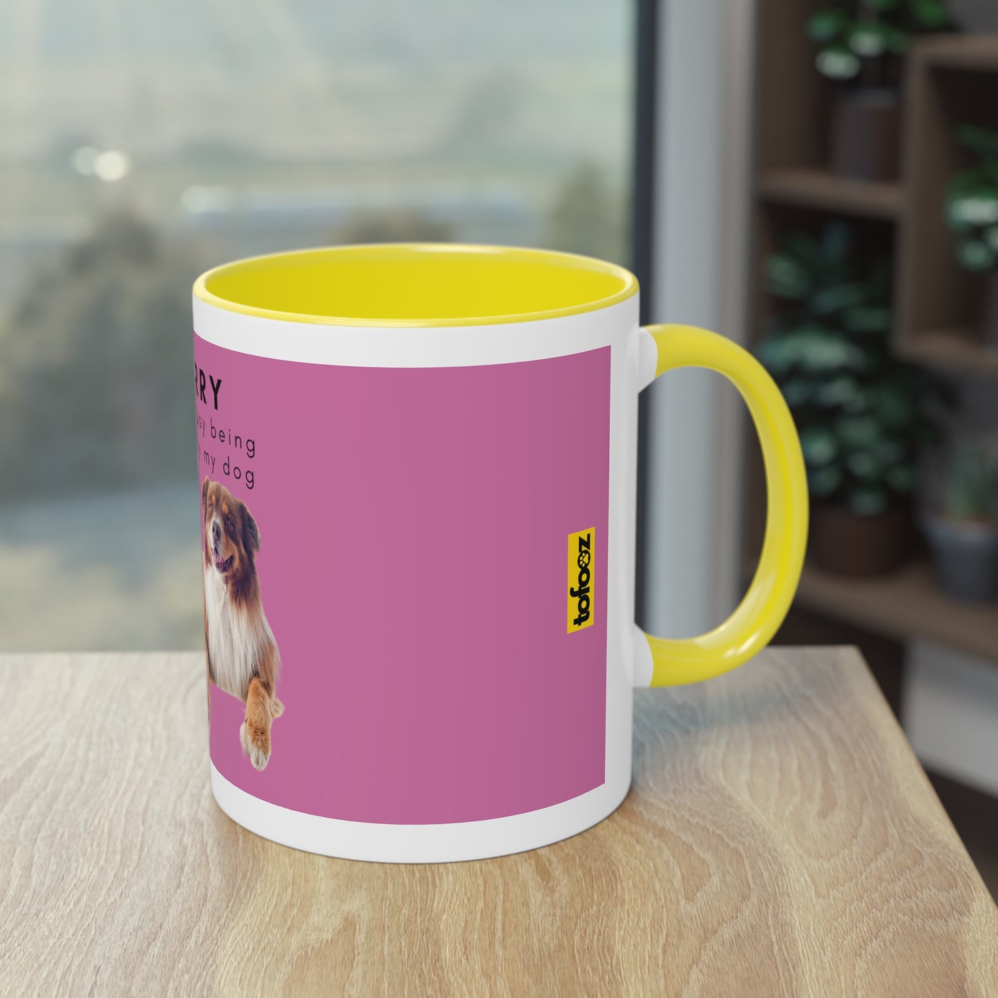 Sorry Too Busy Being Trained Red Merle Aussie Two-Tone Coffee Mug, 325ml - Pink