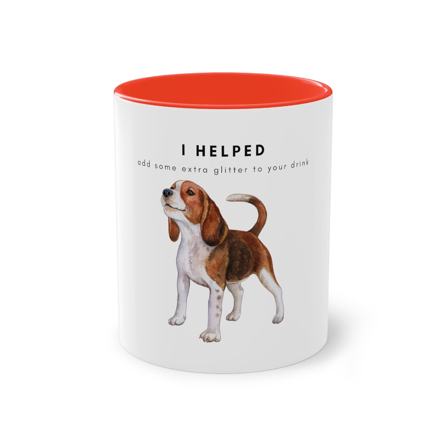 I Helped Add Glitter Beagle Two-Tone Coffee Mug, 325ml - White