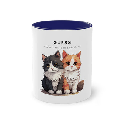 Guess Whose Hair Cats Two-Tone Coffee Mug, 325ml - White