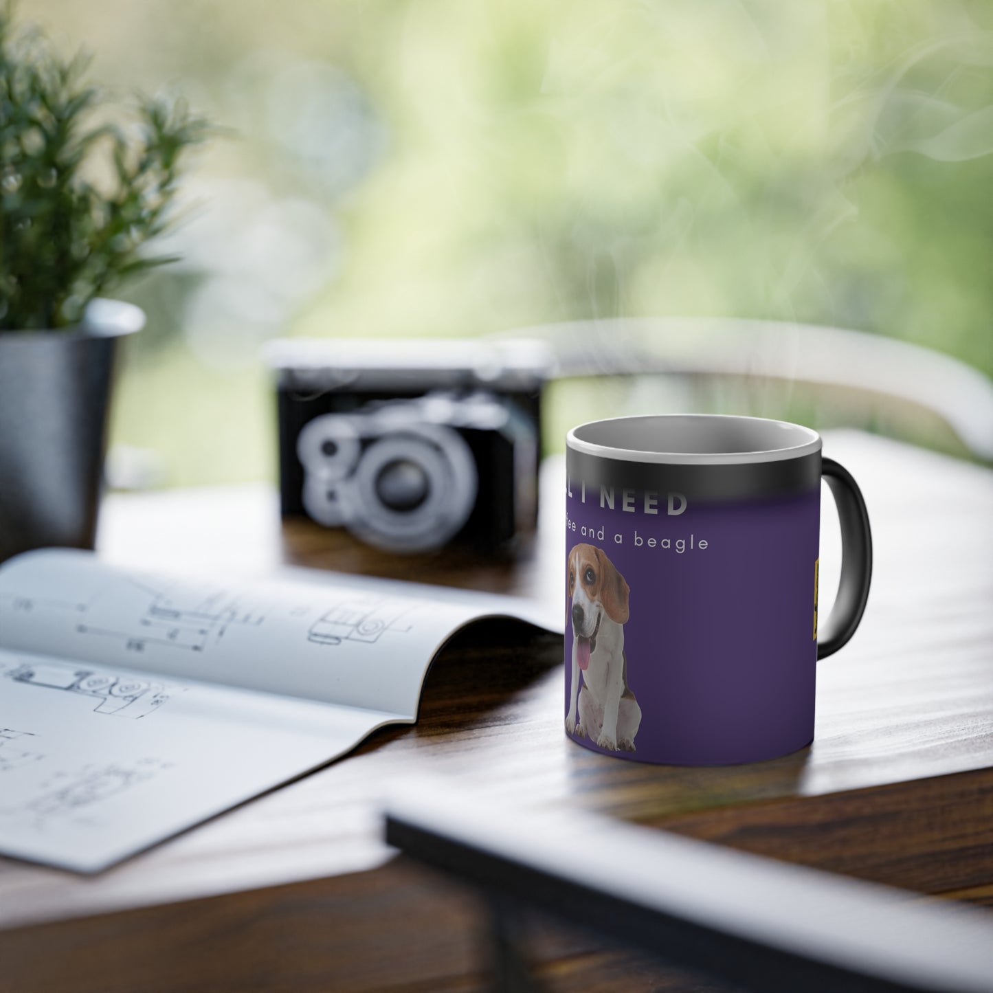 All I Need Is Coffee And A Beagle Magic Mug, 325ml - Purple