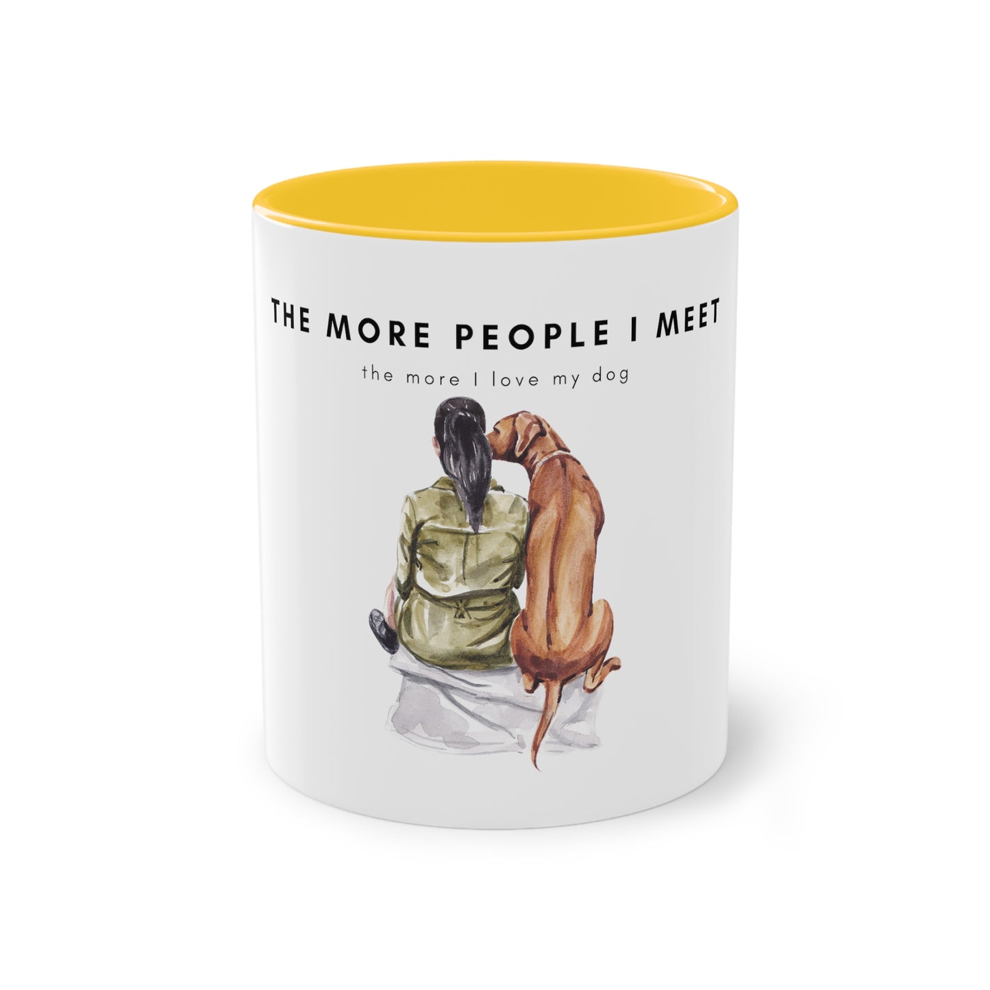 More People I Meet More I Love My Dog Two-Tone Coffee Mug, 325ml - White