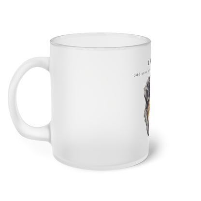 I Helped Add Aussome Glitter Blue Merle Aussie - Frosted Glass Mug, 325ml