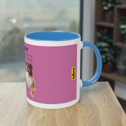 Sorry Too Busy Being Trained Red Merle Aussie Two-Tone Coffee Mug, 325ml - Pink