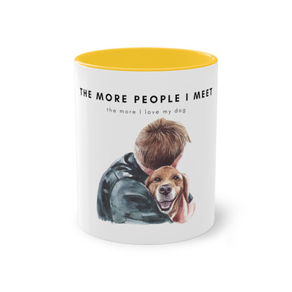 More People I Meet More I Love My Dog (M) Two-Tone Coffee Mug, 325ml - White