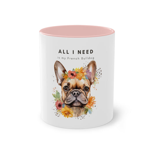 All I Need Is My French Bulldog Two-Tone Coffee Mug, 325ml - White