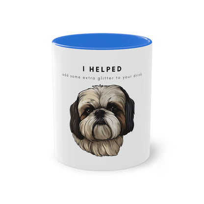 I Helped Add Glitter White Shih Tzu Two-Tone Coffee Mug, 325ml - White