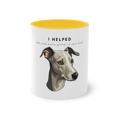 I Helped Add Glitter Italian Greyhound Graphic Two-Tone Coffee Mug, 325ml - White