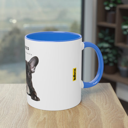 All I Need Is Coffee And My Frenchie Black French Bulldog Puppy Two-Tone Coffee Mug, 325ml - White