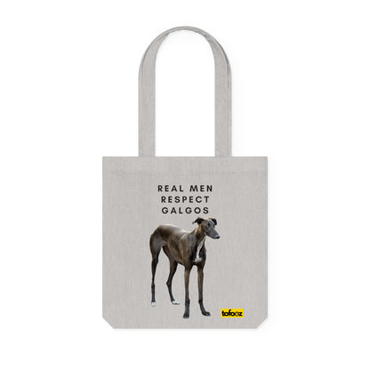 Real Men Respect Galgos Brown White Chest Woven Tote Bag