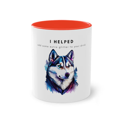 I Helped Add Glitter Husky Galaxy Two-Tone Coffee Mug, 325ml - White