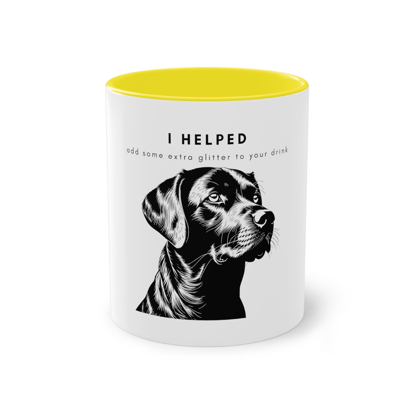 I Helped Add Glitter Labrador Graphic Two-Tone Coffee Mug, 325ml - White