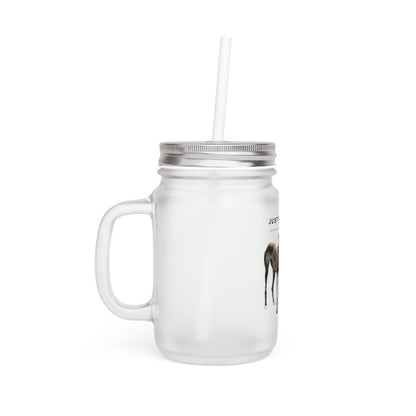 Just Me And My Galgo Brown White Chest - Mason Jar With Straw And Lid, 355ml