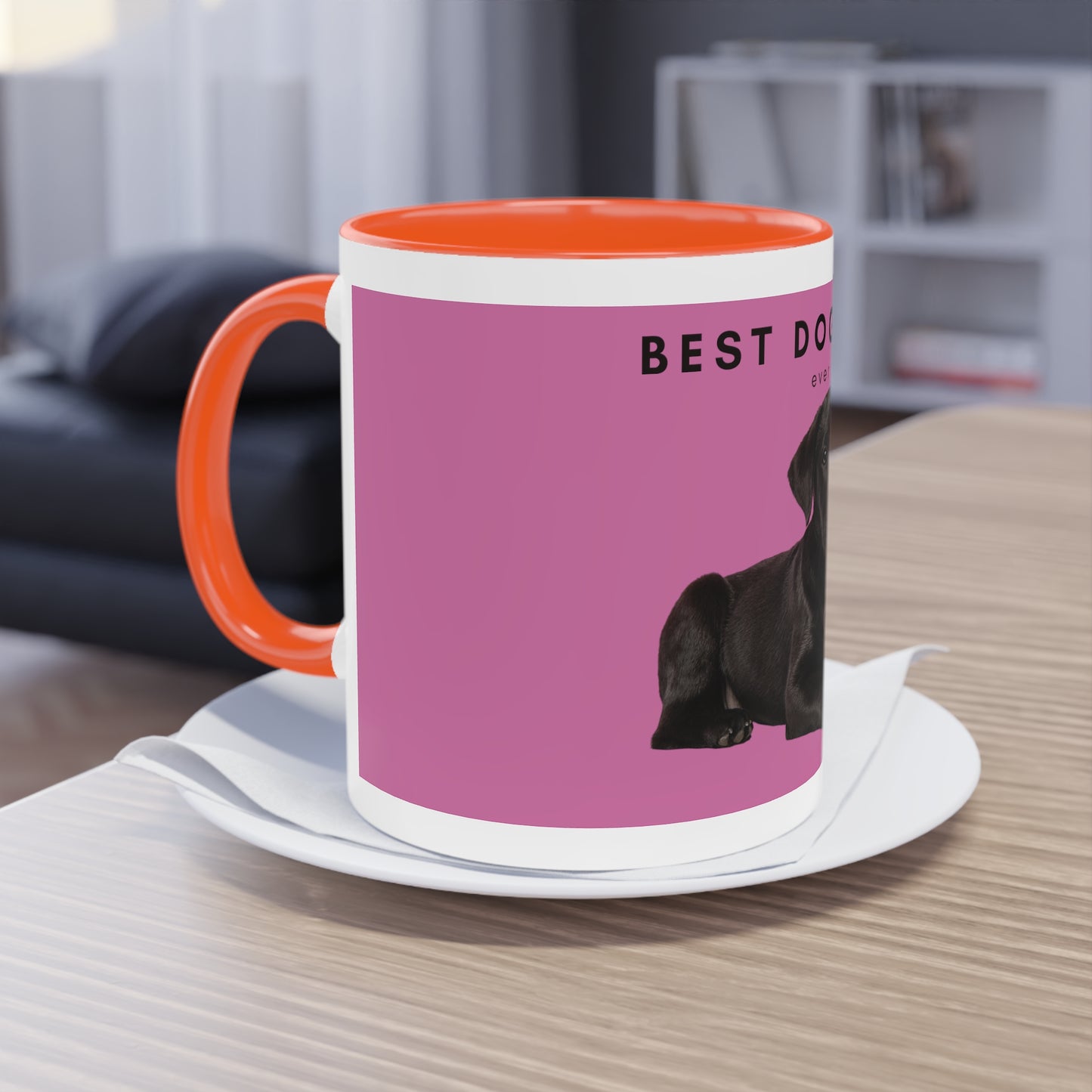 Best Dog Mom Black Lab Two-Tone Coffee Mug, 325ml - Pink