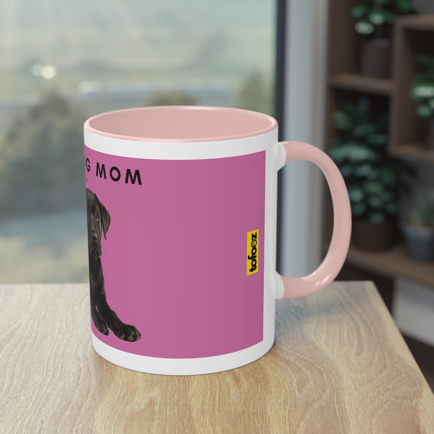 Best Dog Mom Black Lab Two-Tone Coffee Mug, 325ml - Pink