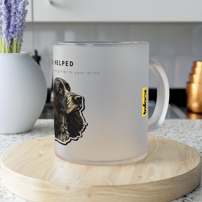 I Helped Add Glitter Spaniel Sticker - Frosted Glass Mug, 325ml